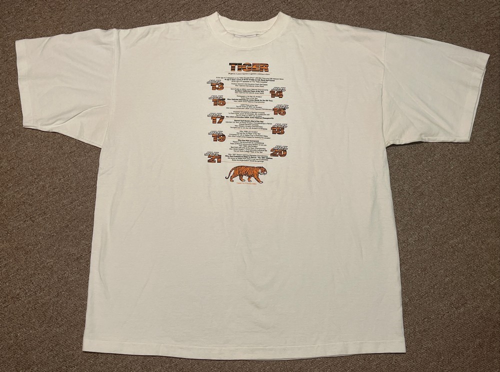 Vintage 90s Mens XL Tiger Woods Golf Single Stitch Graphic Print T-Shirt Nike
