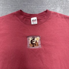 Vintage 90s Anvil KoKopelli Graphic Tee XL Single Stitch USA Fabric Faded Red