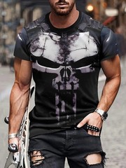 Cool The Punisher T-Shirt Mens Tee Military Skull Streetwear 3D Print Shirt