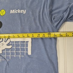 ​Disney Mickey Mouse Tennis T Shirt Size L Blue Acid Wash Double Sided Graphics
