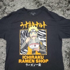 Naruto Ichiraku Ramen Shop Shirt Mens XL Black Graphic Tee Shippuden Anime Logo