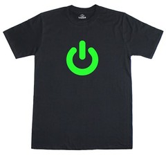 Glow In The Dark Power On Print Gadget Geek Mens Loose Fit Cotton T-Shirt