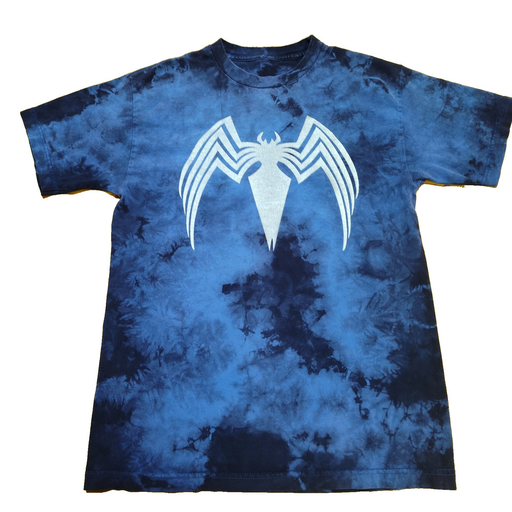 Venom Marvel Spider-Man 3 Blue Silver Foil Tie-Dye T-Shirt Men’s Small Movie