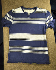 INC International Concepts Men’s XS Blue/White Striped Cotton Knit Henley Tee