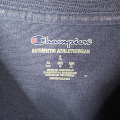Champion Shirt Mens Large Blue Spellout Long Sleeve Athletic Crew Neck Cotton