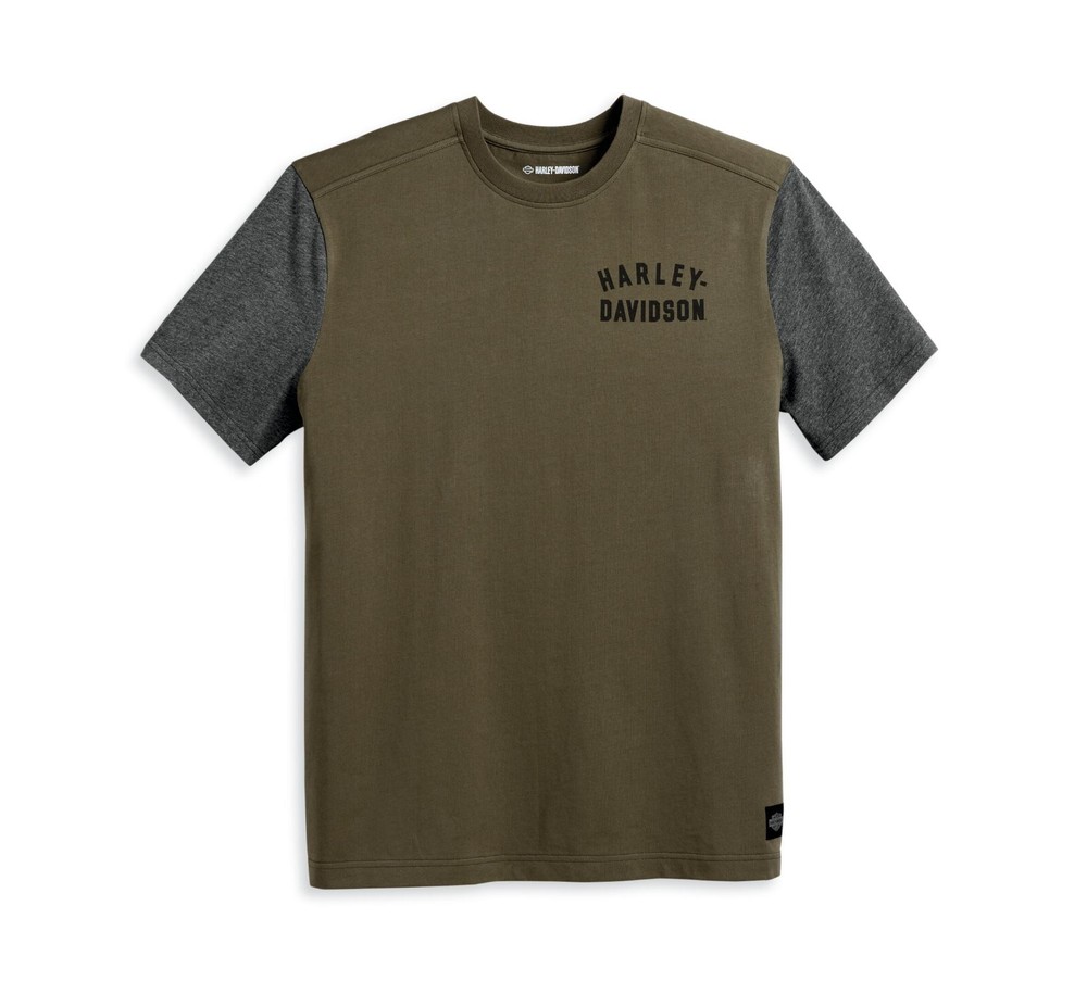 Harley-Davidson Men’s Staple Colorblock Tee – Colorblocked, Green – 96045-23VM
