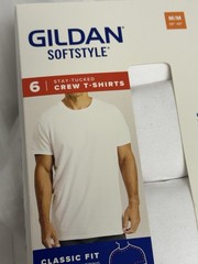 Gildan Softstyle Men’s Classic Fit Crew T-Shirts 6-Pack White Size M Moisture W…