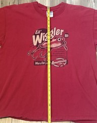 VTG American Lure Co Lil Wiggler Fishing T Shirt Red Graphic Gildan Ultra XL