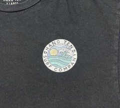 Fade Black Hang Ten Surf Company Shirt XL Hawaii Ocean 2 Sided Wave Pipe wetsuit