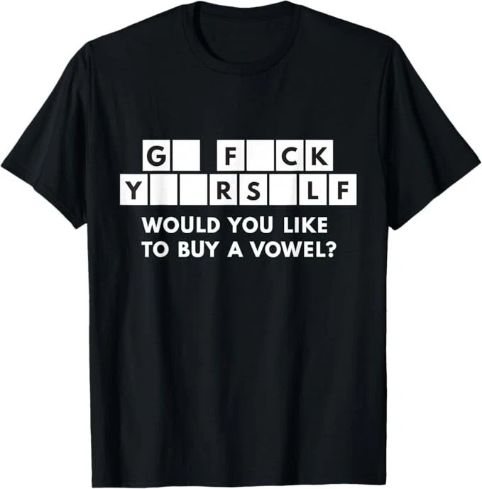 Would You Like To Buy A Vowel T-Shirt Funny Adult Humor Puzzle Game Show Tee