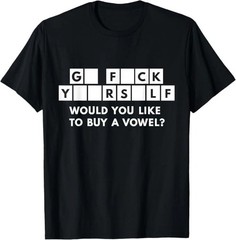 Would You Like To Buy A Vowel T-Shirt Funny Adult Humor Puzzle Game Show Tee