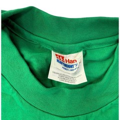 Hanes Heavyweight 50/50 Blank Green T Shirt Adult Large Single Stitch Cotton Tee