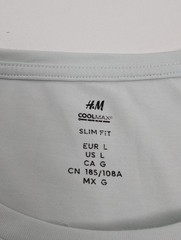 H&M Coolmax Slim Fit T Shirt Light Grey Size L Cotton Polyester Elastane Used
