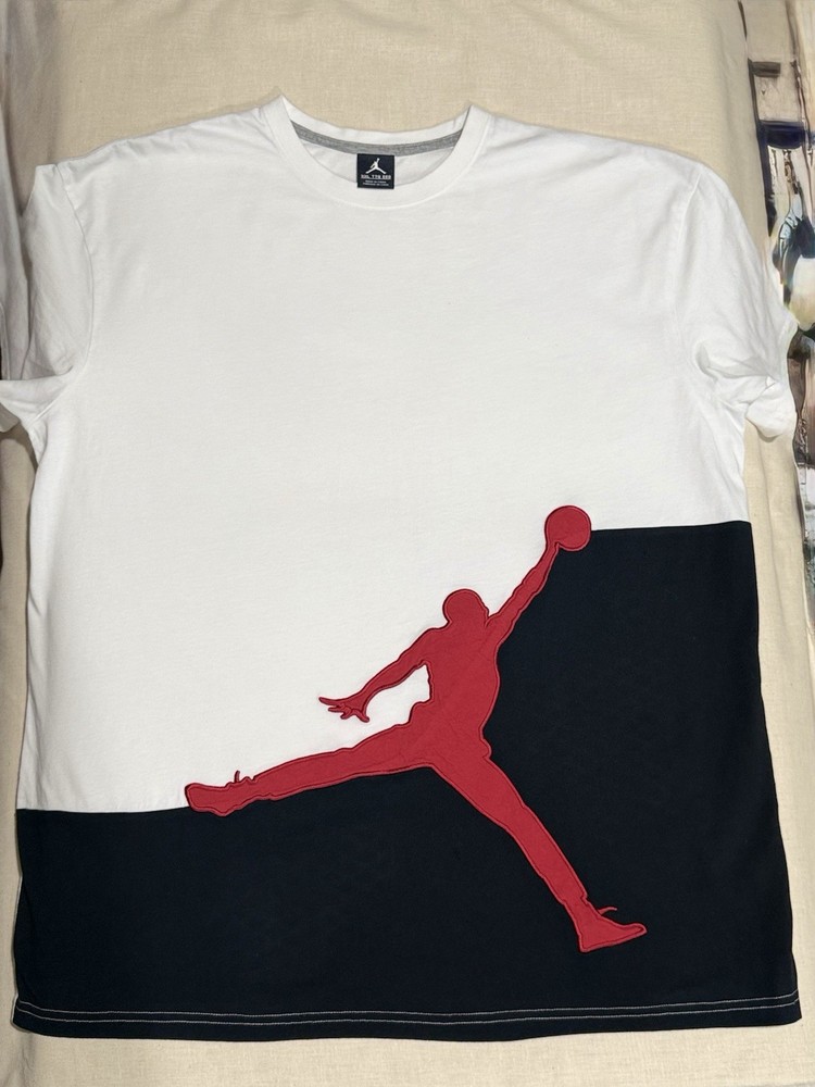 Jordan Jumpman Colorblock T-Shirt Crew Neck White Black Red Men’s 2XL
