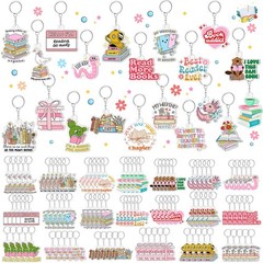 100 Pcs Book Lover Keychains Bulk, Funny Acrylic Bookish Keychains Book Club …