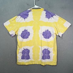 Vintage 90s Tie-Dye Yellow & Purple Graphic T-Shirt XL Soft Tee Made In USA