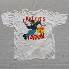 VTG 80’s COOL CATS USE A CONDOM SINGLE STITCHED WHITE T-SHIRT FITS M
