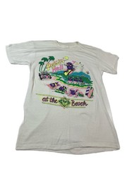 Vtg California Raisin Hell At The Beach Mens L Surf Waves Ocean Tan T Shirt