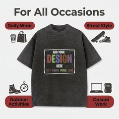 Mens Vintage Wash T Shirt Custom Front Back Print Personalized Photo Text Tee