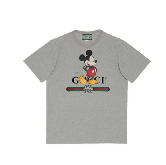 Gucci x Disney L86411 Grey Oversized Mickey Mouse Cotton T-Shirt Size M