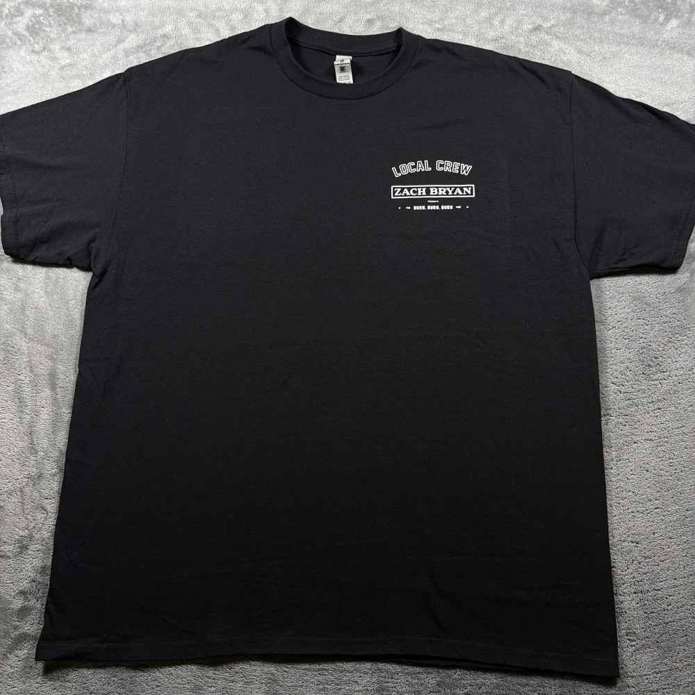 Zach Bryan Tour Merch Local Crew Gildan T-Shirt Mens XL Black Cotton Crew Neck