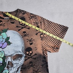 DOM It’s All About The Art Adult Unisex L T-Shirt Skull With Flowers Black