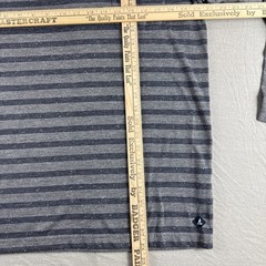 Sperry Henley Mens L Gray Blue Striped Long Sleeve Pocket Thermal Base Layer Top