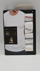 TRUE RELIGION 4-Pack Men’s M L XL White Premium Cotton Crew Neck Logo T Shirt