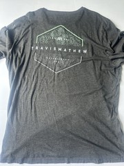 Men’s Travis Mathew Gray Long Sleeve Logo Crewneck T Shirt Size XXL