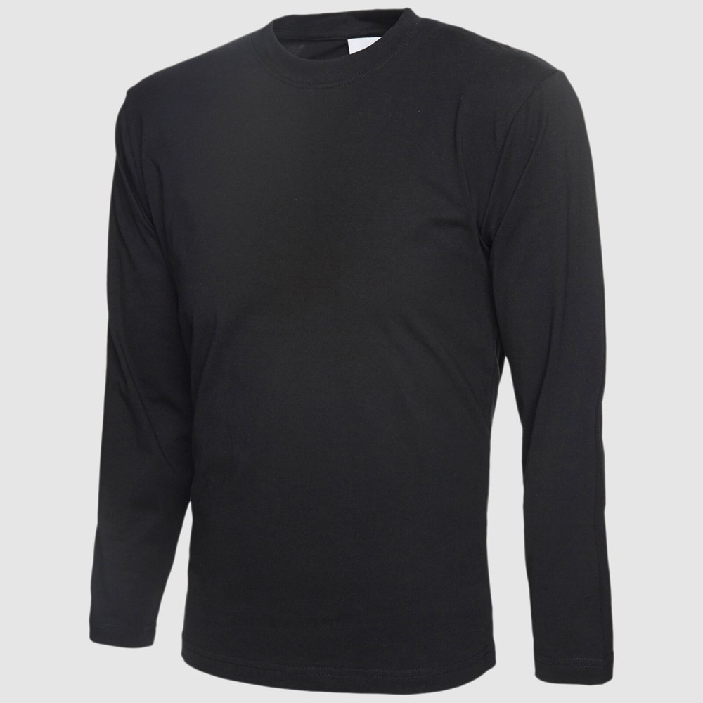 Uneek Long Sleeve Classic T-Shirt Casual 100% Cotton Work Wear Plain Unisex Top