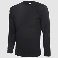 Uneek Long Sleeve Classic T-Shirt Casual 100% Cotton Work Wear Plain Unisex Top