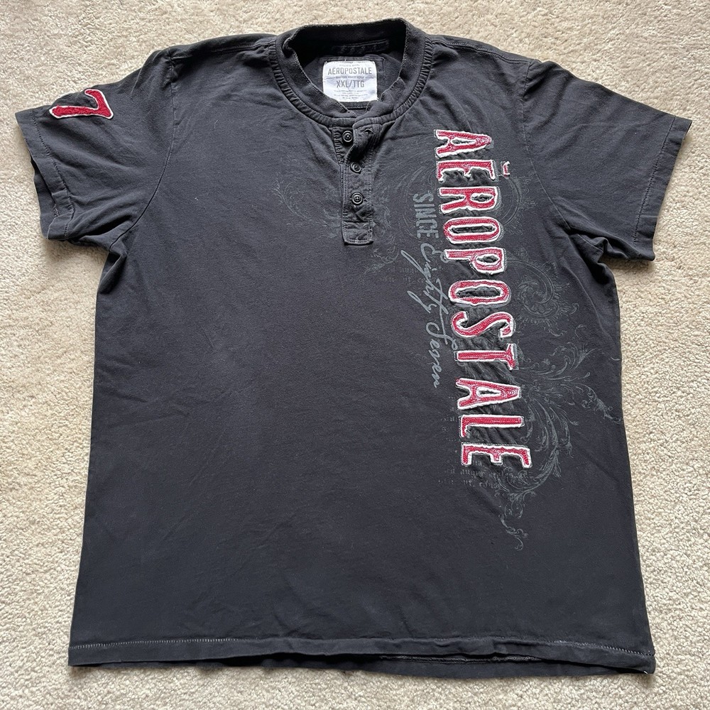 Vintage Y2K Abercrombie And Fitch Henley Button Up Spell Out T Shirt