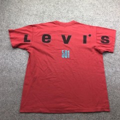 Vintage Levi’s Shirt Mens Large Red 501 Back Strauss Spell Out Graphic