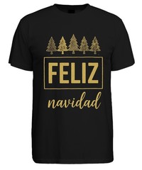 FELIZ navidad Christmas Xmas Tree Gold Glitter Gift Mens T-Shirt