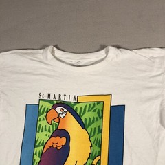 VINTAGE Parrot Shirt Mens Large White Birds Outdoors Casual Soft Cotton 1548