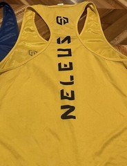NELEUS ‘Dry Fit Logo Muscle’ Mesh Tank Top Men’s L Gym Workout Exercise Ylw NWT!