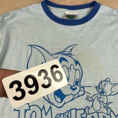 Vintage Tom and Jerry Ringer T-Shirt Mens M Blue Cartoon Thunder Creek USA Made