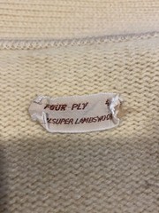 Other Brands Vintage 60s Four-Ply Knit Sweater (Thick) — Wool, BEG, Solid Color