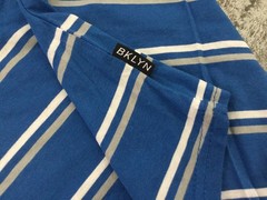 Men’s New T-Shirt Brooklyn Cloth M Blue Stripe Cotton Blend Crew Scoop Hem NWTs