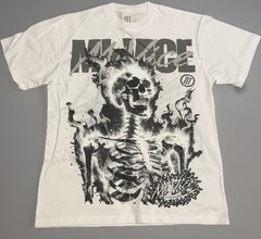 Evil Vice “Mi Vice” Skeleton Flame Graphic Men’s White T Shirt Size Large
