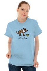 Life is Crap Sick Dog Cone Funny Pet Gift Womens or Mens Crewneck T Shirt Tee