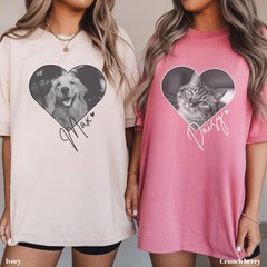 Custom Pet Photo Dog Portrait Comfort Tee Personalized Pet Lover
