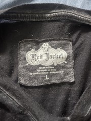 Red Jacket T Shirt-Size large- Sheer Distressed Black