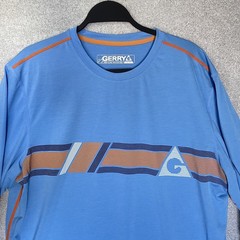 Men’s GERRY XL Long Sleeve Sun Protection Shirt Hiking Blue Orange Striped