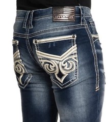 Affliction Men’s Denim Jeans ACE AMEND DAYTON Embroidered Blue $135