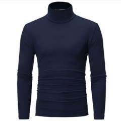 Spring and Autumn Men’s Thin Solid Color Half Turtleneck Long Sleeve T-Shirts
