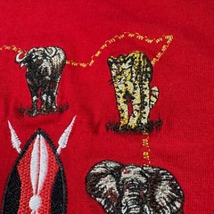 Airborne Kenya Africa 3XL Red Embroidered Elephant Lion Rhino Animal T-Shirt