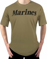 Coyote Brown AR 670-1 MARINES Physical Training T-Shirt USMC Workout PT Tee