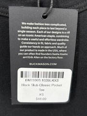 Buck Mason Black Slub Classic Pocket Tee Men XS Short Sleeve Crew Neck Solid Tee