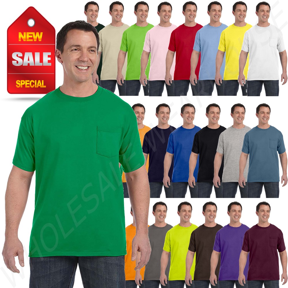Hanes Mens Authentic Pocket T-Shirt 100% Cotton ComfortSoft Big 2X-3XL H5590